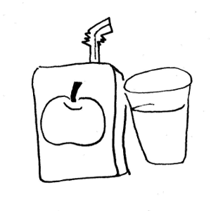 Apple Juice Box and Glass - Simple Illustration for Health & Beverage Content