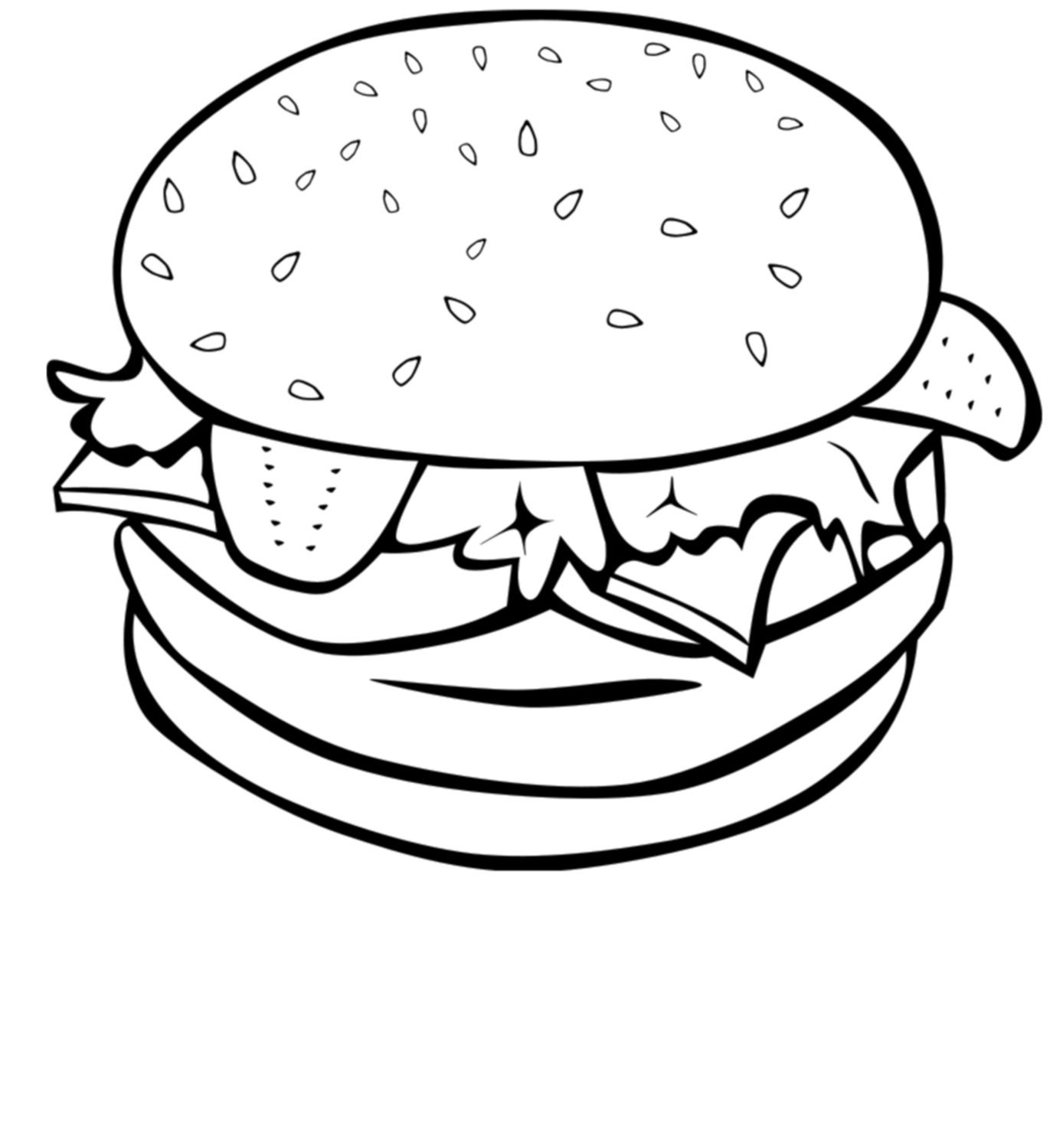 Classic Hamburger Coloring Page - Free Printable for Kids & Adults