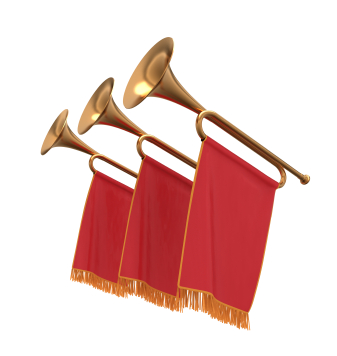 Golden Trumpets with Red Banners - Festive Musical Instrument Illustration