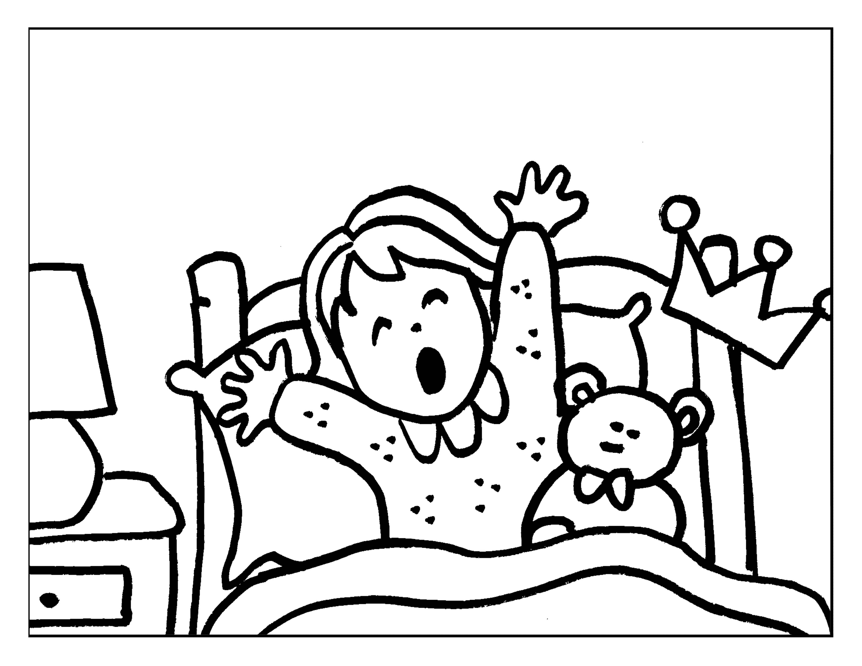 waking up clipart black and white free