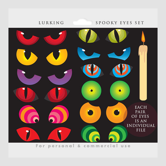 Spooky Eyes Graphic Set - Lurking Halloween Clipart for Personal & Commercial Use