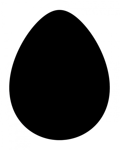 Solid black egg-shaped silhouette on white background