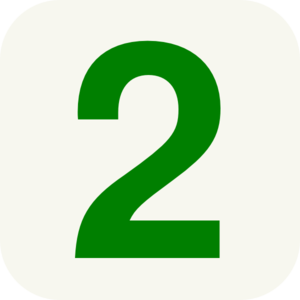 Green numeral "2" centered on a light cream rounded square background.