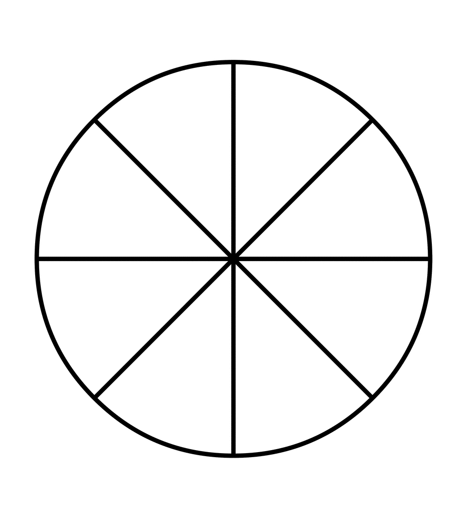 Fraction Pie Divided into Eighths 