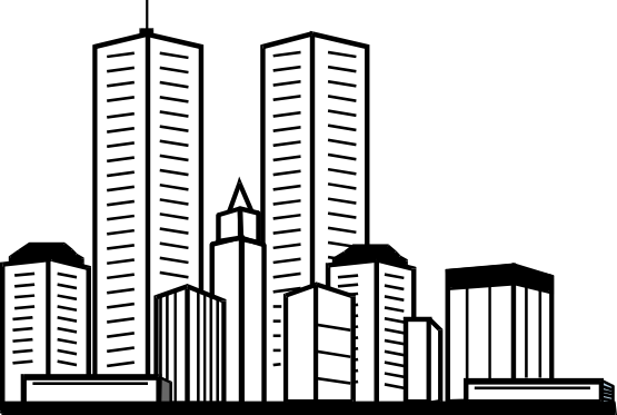 tall building clipart black and white