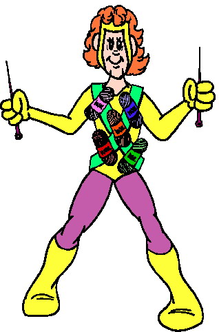 Knitting Superhero Cartoon Character - Fun & Creative Illustration
