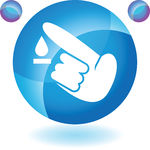 Water Conservation Icon - Pointing Hand and Droplet Symbol