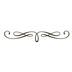 Elegant black ornamental flourish divider with symmetrical swirls on white background.