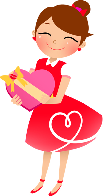 Girl Giving a Gift clip art 