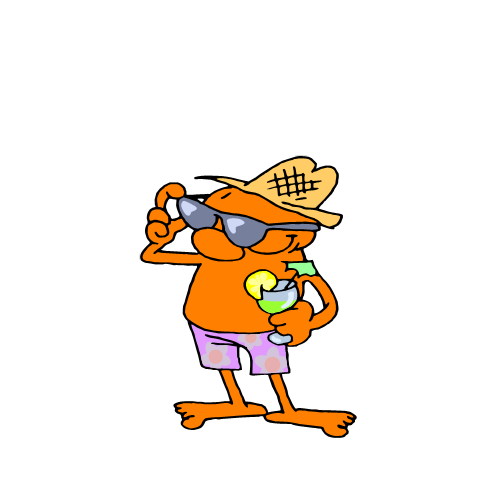 Garfield on Vacation - Fun Cartoon Cat with Cocktail & Sunglasses