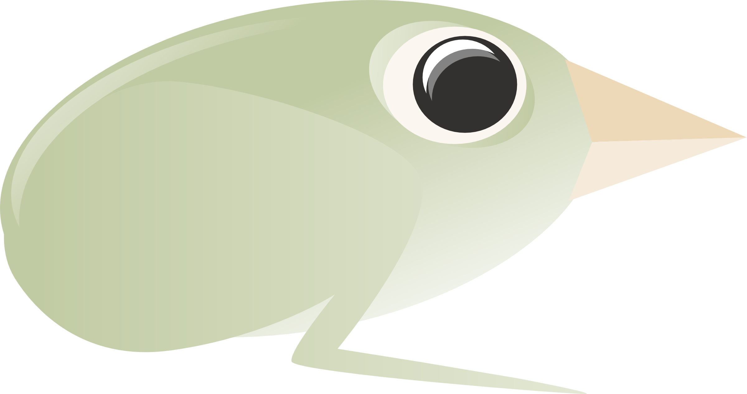 Stylized light green bird illustration with large eye and pointed beak, minimalist flat design.