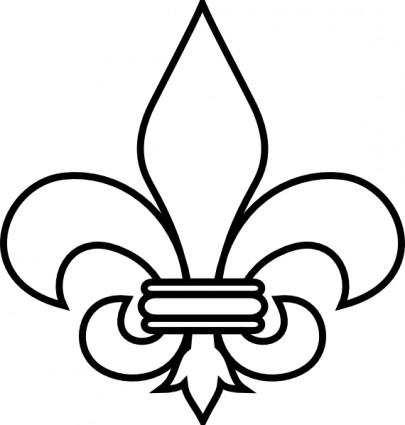 Black-and-white line drawing of a classic fleur-de-lis symbol with three petals and a central band.