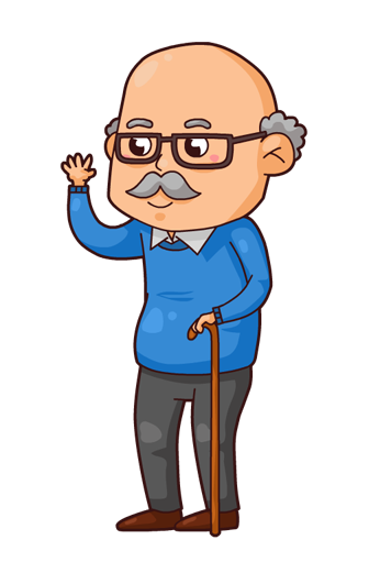 Cheerful Senior Man Waving - Illustration for Elder Care & Retirement Content