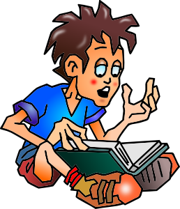 Surprised Boy Reading Book - Educational Illustration for Kids