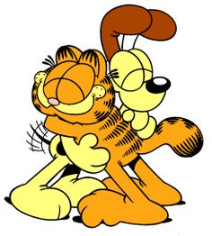 Garfield and Odie Hugging - Classic Comic Strip Friendship