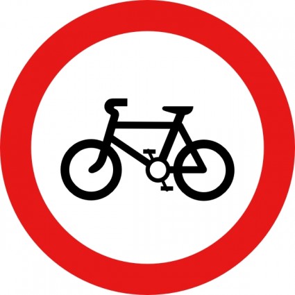No bicycles allowed sign - red circle with diagonal line over black bicycle icon on white background.