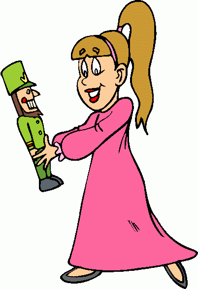 Girl Holding Nutcracker Toy - Festive Holiday Illustration