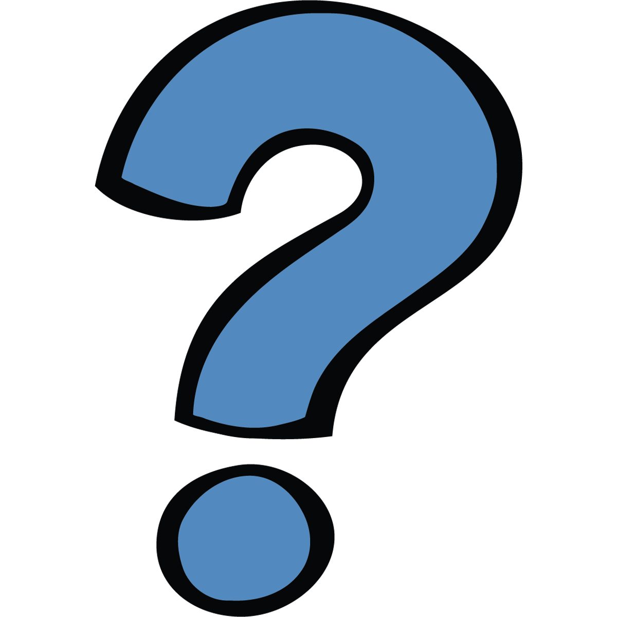 Blue question mark icon on black background, symbolizing inquiry or help.