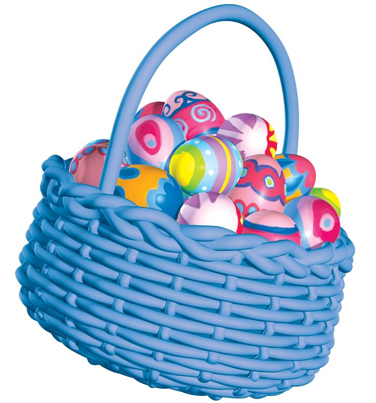 Festive Blue Easter Basket with Decorated Eggs | Holiday Clipart