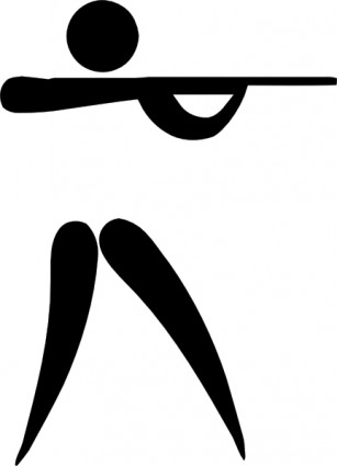 Black silhouette of a person in a prone shooting position aiming a rifle.