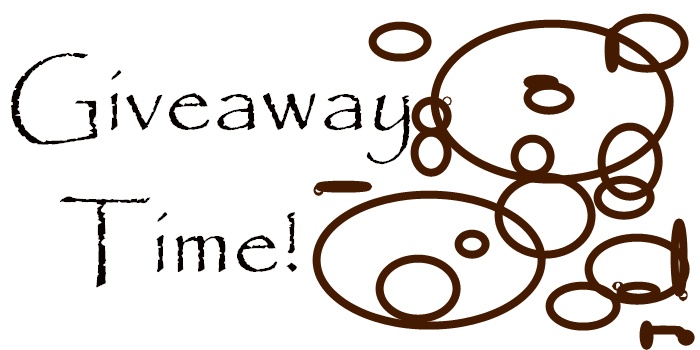 Handwritten "Giveaway Time!" text with playful brown bubble doodles on white background.