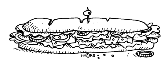 Black And White Sandwich Clipart 