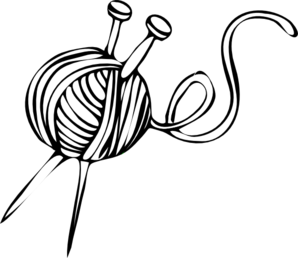 White Yarn Ball With Knitting Needles Clip Art 