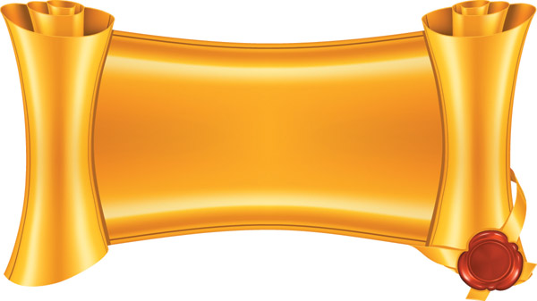 Golden scroll banner with red wax seal, ideal for certificates, awards, or vintage-themed announcements.