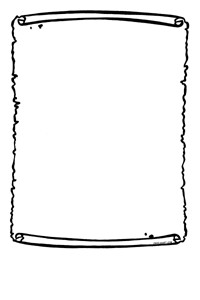 Hand-drawn sketch of an empty scroll with frayed edges and rolled ends, resembling an ancient parchment document.