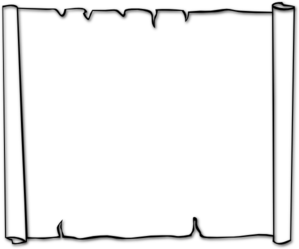 Black scroll-style frame with hand-drawn, uneven edges and torn paper effect.