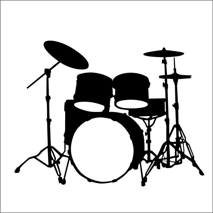 Drum Set Black And White Clipart 
