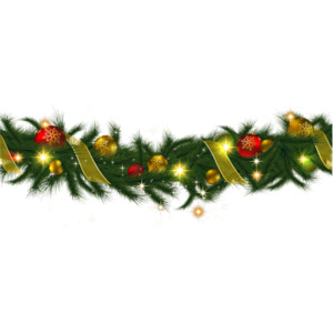 Transparent Christmas Pine Garland with Lights Clipart 