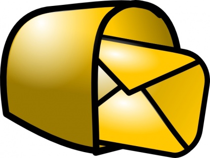 Golden mailbox with open door revealing an envelope inside, symbolizing received mail or messages.