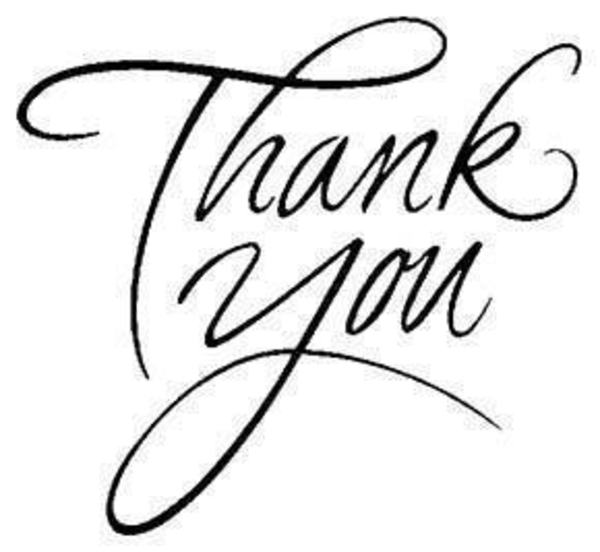 Elegant black cursive "Thank You" script on white background, suitable for cards, websites, or gratitude messages.