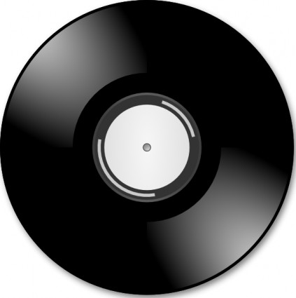Glossy black vinyl record with white label and central spindle hole, isolated on white background.
