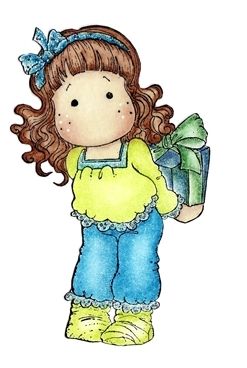 Cute Illustrated Girl Holding Gift - Free Clipart & SVG Download
