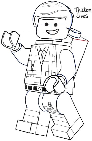 How to Draw Emmet from The Lego Movie and Lego Minifigures Drawing 