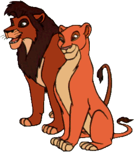 Simba and Nala from Disney's The Lion King, sitting side by side in classic animated style.