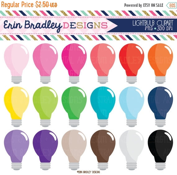 SALE Light Bulb Clipart Graphics Instant by ErinBradleyDesigns