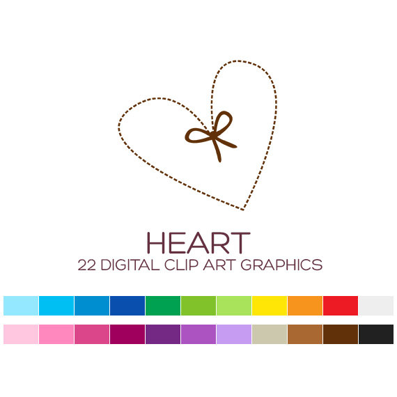 Stitched Heart Clipart for Personal , Commercial by coloryourway