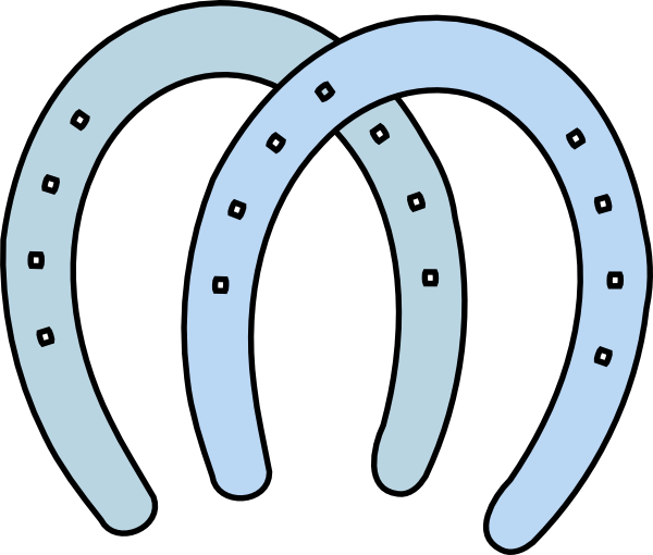 Double Horeshoes Blue Clip Art 