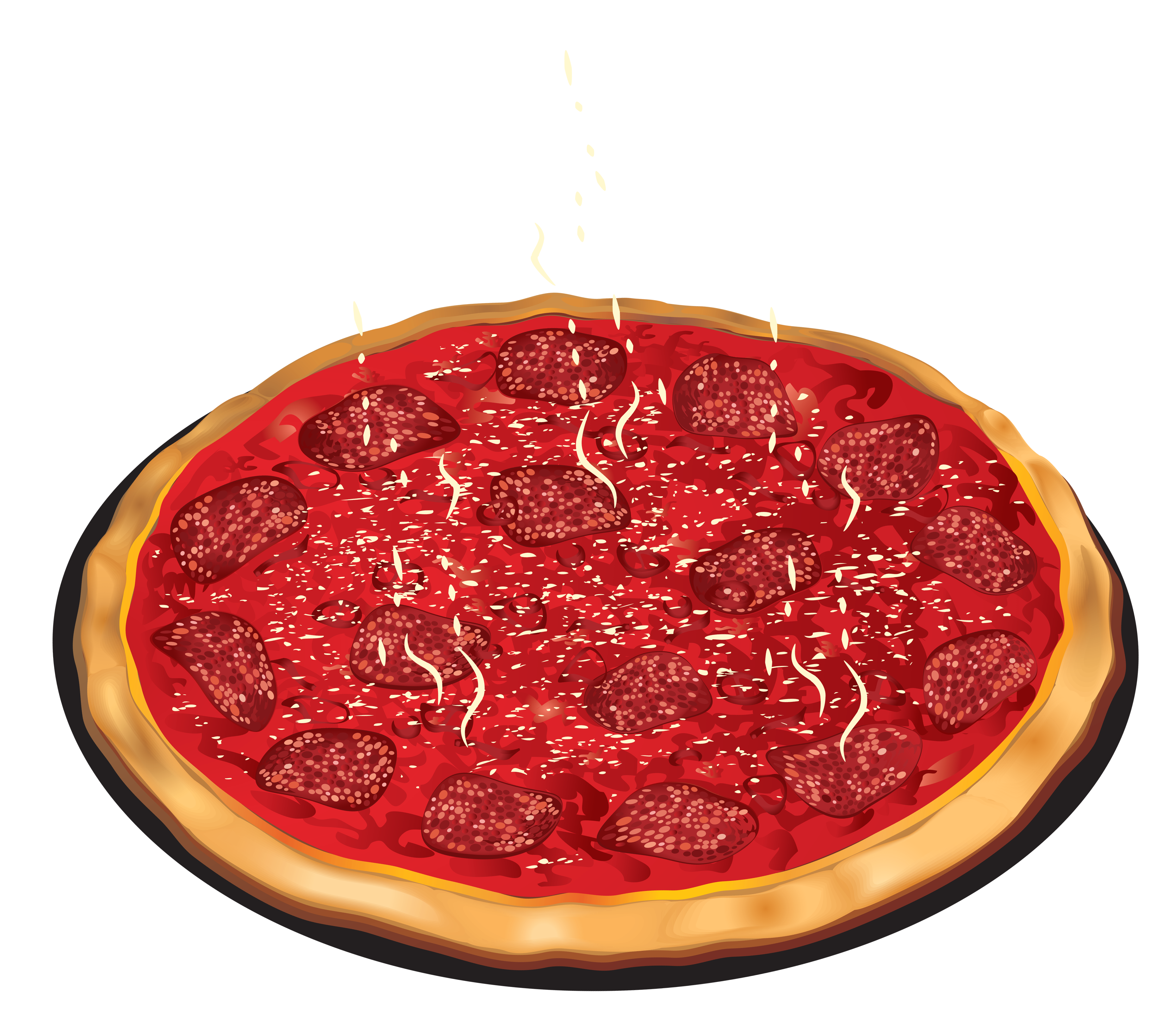 Pizza with tomato and Salami PNG Clipart 