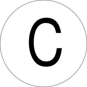 Black letter C inside a white circle on black background, representing copyright symbol.