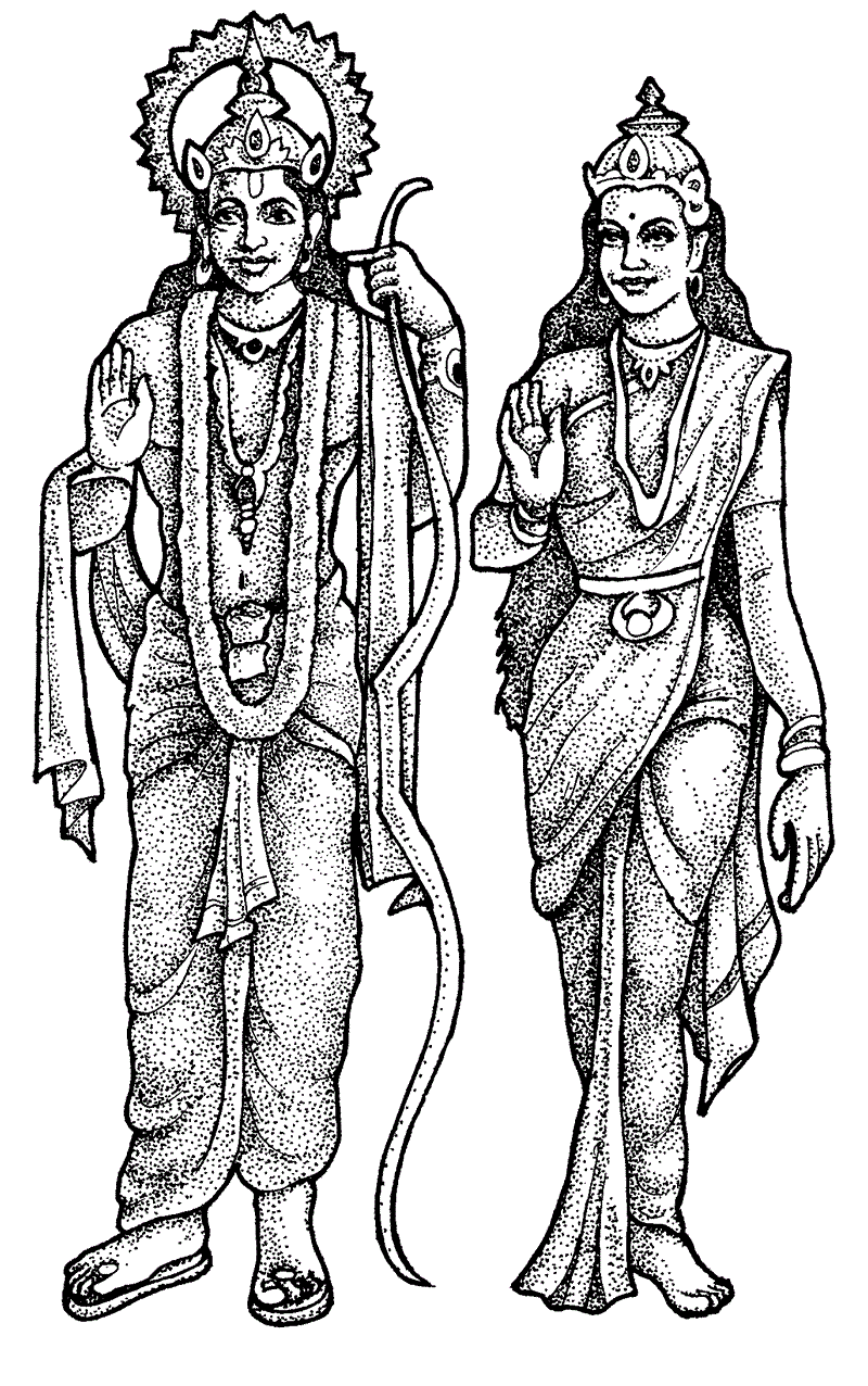 Rama and Sita Without Background Colouring Sheet - Twinkl