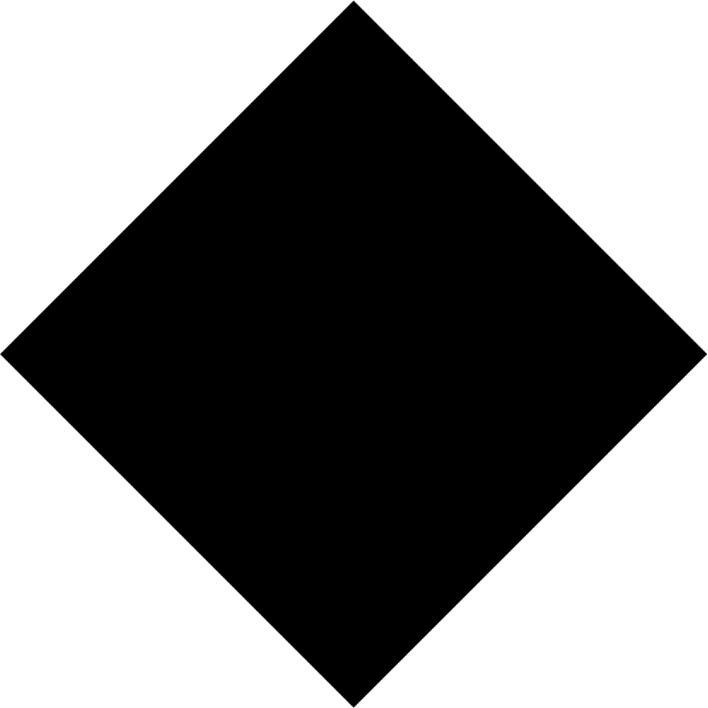Solid black diamond shape on white background, minimalist geometric design.