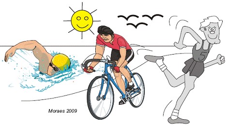 Triathlon Sports Illustration - Swimming, Cycling, Running