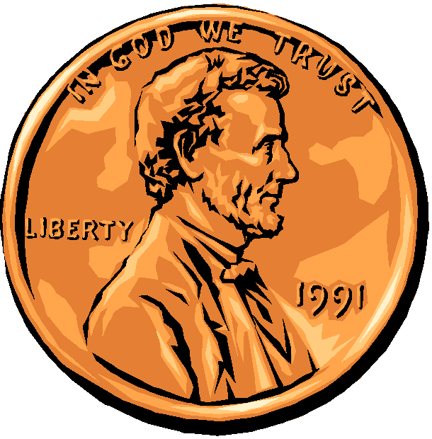 1991 U.S. Lincoln penny with profile of Abraham Lincoln, "In God We Trust" and "Liberty" inscribed.