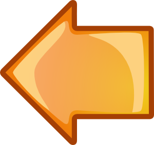 Orange glossy left-pointing arrow icon with gradient fill and beveled edge.