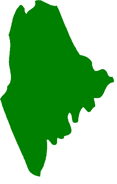 Solid green silhouette of the Canadian province of Prince Edward Island on white background.