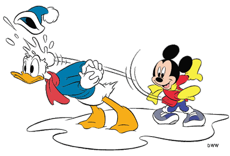Mickey and Donald Playful Splash Scene - Classic Disney Cartoon Moment